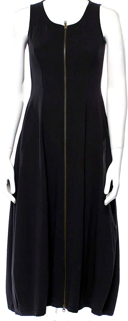 IVAN GRUNDAHL Copenhagen. Black Cotton Front Zippered Long Dress