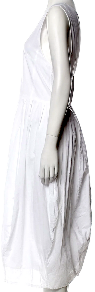 IVAN GRUNDAHL Copenhagen. White 100% Cotton Scoop Neck Midi Length Dress