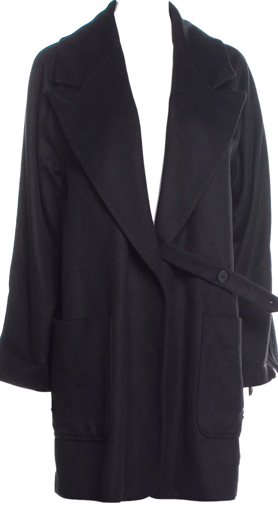 IVAN GRUNDAHL COPENHAGEN. Black Long Mixed Fibers Shawl Collar Car Coat