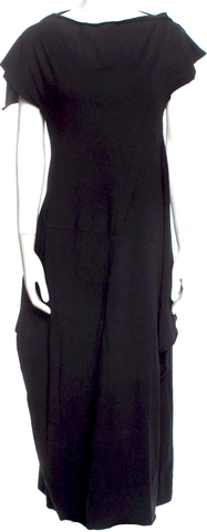 HIROKO KOSHINO JAPAN. HIROKO BIS. Black Front Switching Hem Frill Dress