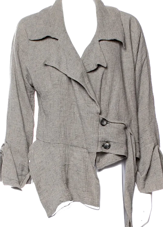 Ivan Grundahl Copenhagen. Neutral Color Linen Blend Asymmetrical Jacket