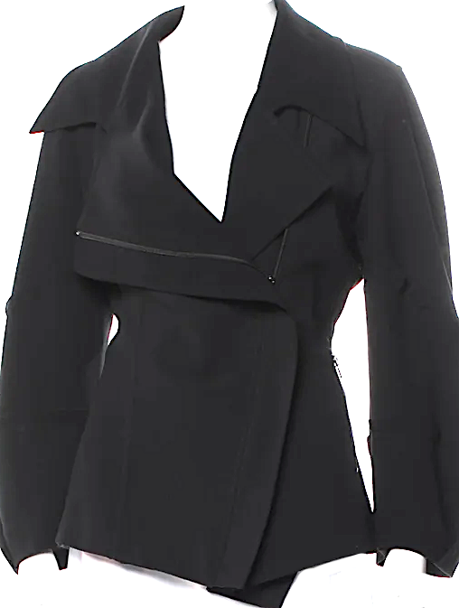 IVAN GRUNDAHL COPENHAGEN. Black Draped Collar Acetate/Viscose Jacket