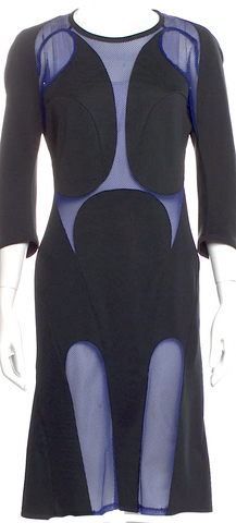 Comme des Garçons Comme des Garçons Japan. Black Semi Sheer 3/4 Sleeve Collection Dress