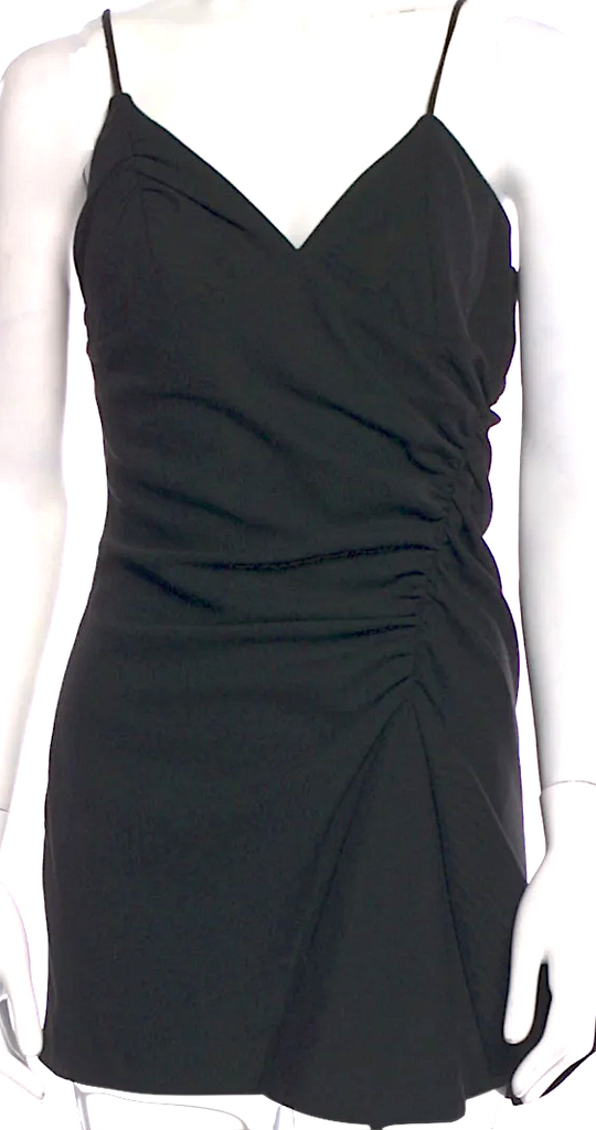 JACQUEMUS PARIS. Black Viscose Blend Pleated Accent Mini Dress