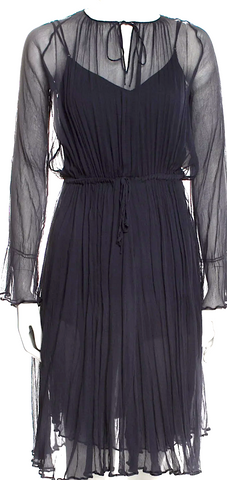 Jil Sander Black Wool Buttoned Long Sleeved Collared Shirt Dress