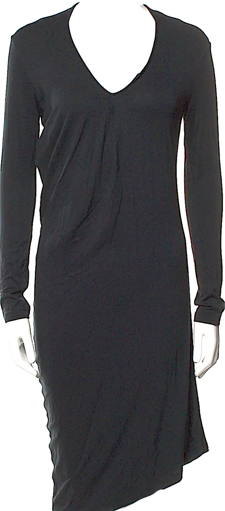 Jil Sander Black Rayon/Spandex V-Neck Midi Length Dress
