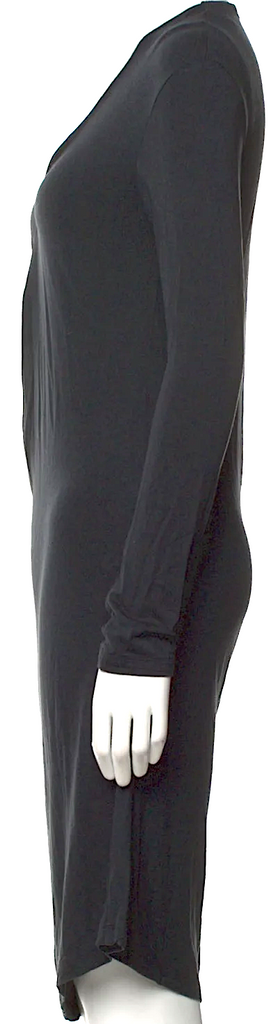 Jil Sander Black Rayon/Spandex V-Neck Midi Length Dress