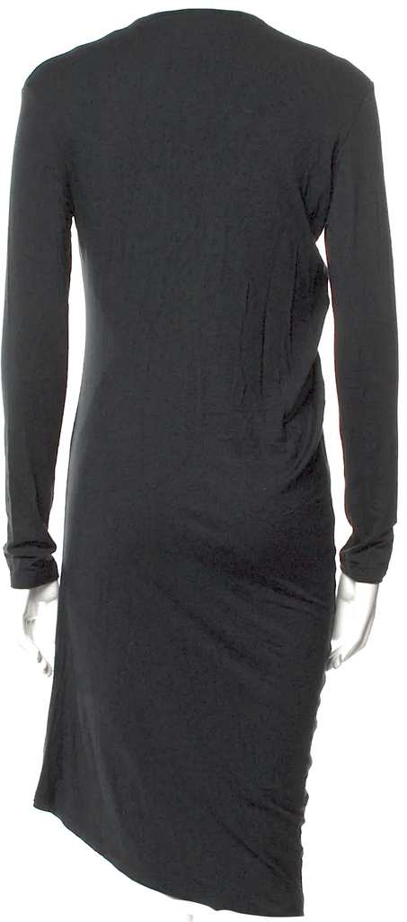 Jil Sander Black Rayon/Spandex V-Neck Midi Length Dress
