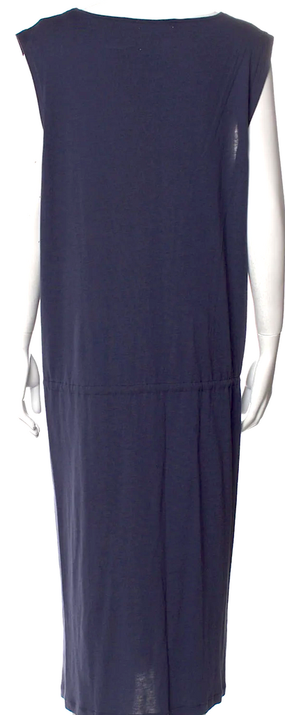La Garconne Moderne. Blue Cotton/Modal Sash Tie Closure Sheath Dress