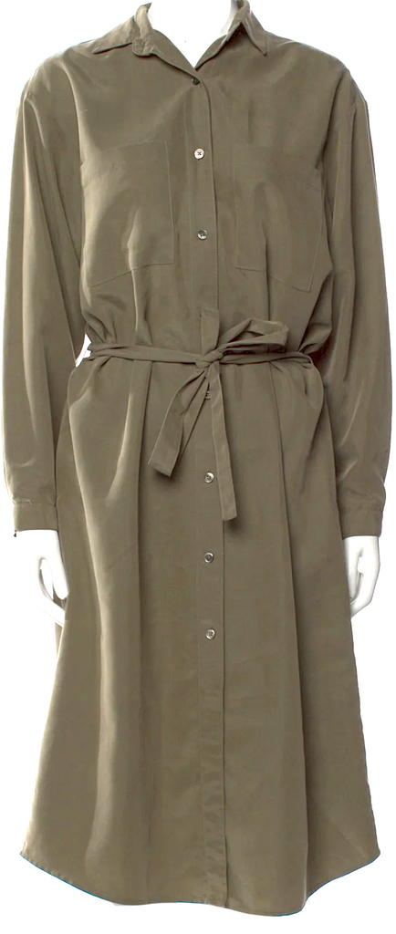 La Garçonne Moderne Green Rayon Blend Tie Waist Long Dress
