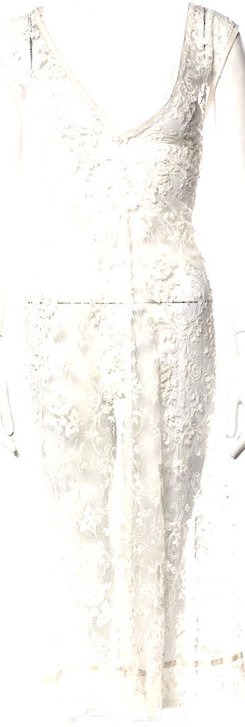 MARC LE BIHAN PARIS. NEW. W/Tags White Lace Pattern Long Dress