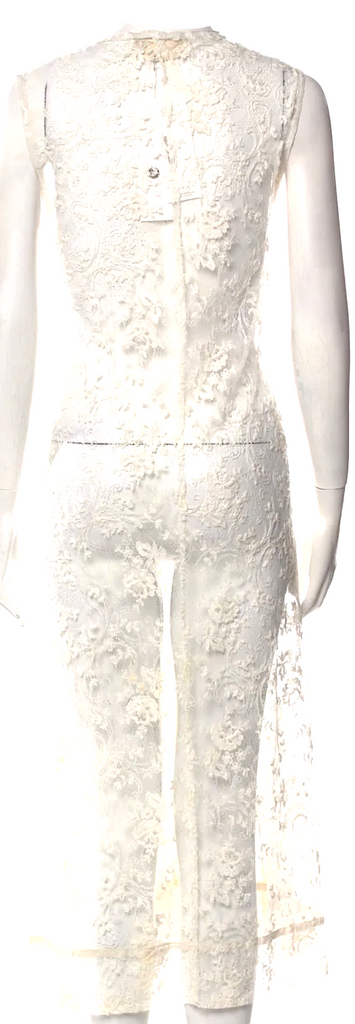MARC LE BIHAN PARIS. NEW. W/Tags White Lace Pattern Long Dress