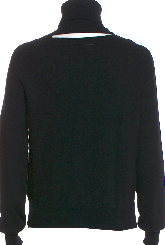 Maison Margiela Paris. MM6. Black Wool Cutout Accent Turtleneck Sweater