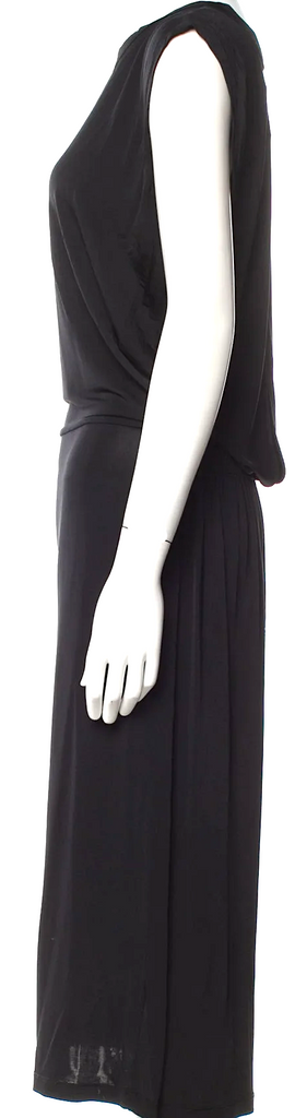 Maison Margiela Paris. MM6. Black Keyhole Accent Crew Neck Long Dress