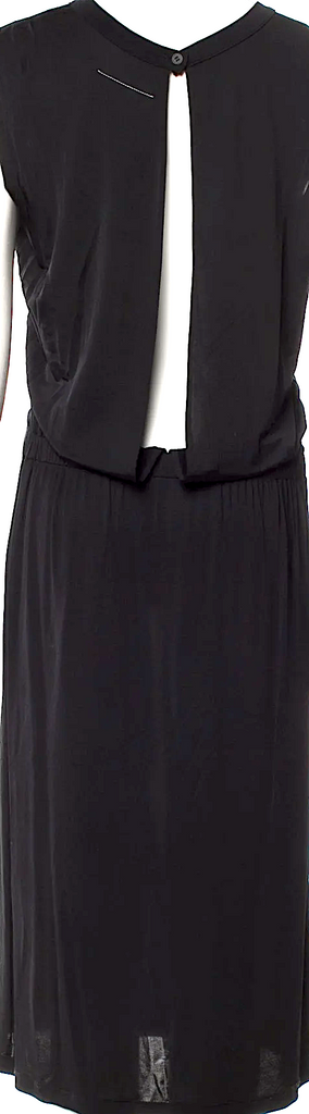 Maison Margiela Paris. MM6. Black Keyhole Accent Crew Neck Long Dress