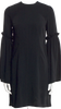 Maison Margiela MM6. Paris. Black Ruffle Accents Bell Sleeve Crew Neck Mini Dress