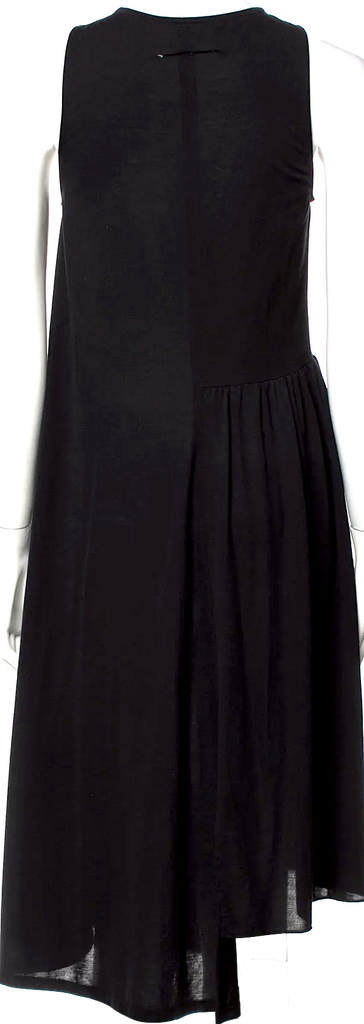 Maison Margiela Paris. MM6. Black Viscose Blend V-Neck Knee-Length Dress