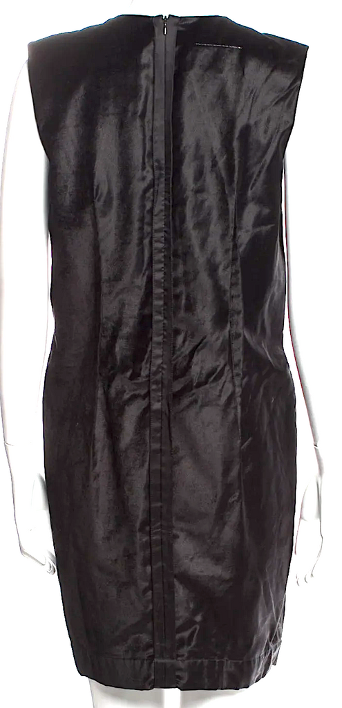 Maison Margiela MM6 Paris. Black Cotton/Modal Blend Crew Neck Mini Dress