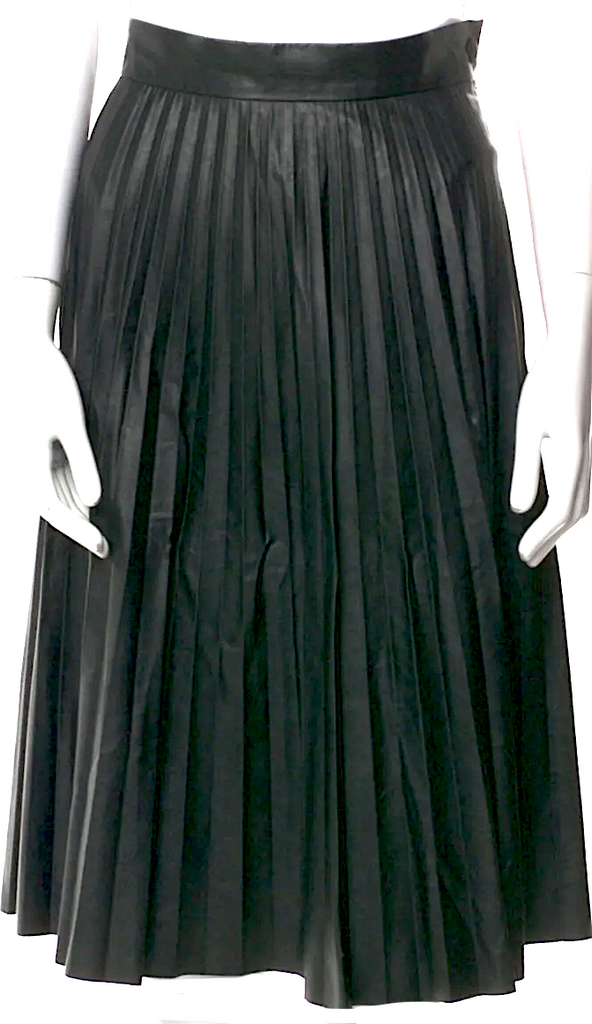 Maison Margiela Paris. MM6. Black Pleated Accents Midi Length Skirt