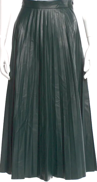 Maison Margiela PARIS. MM6. Viscose/Polyurethane Pleated Accents Midi Length Skirt