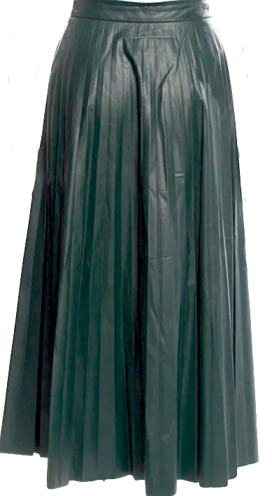 Maison Margiela PARIS. MM6. Viscose/Polyurethane Pleated Accents Midi Length Skirt
