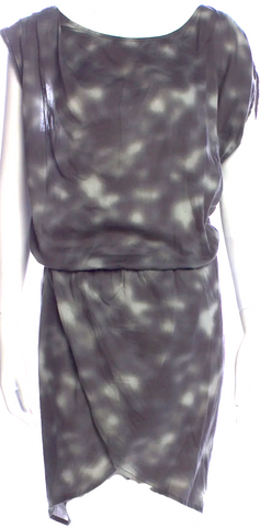 PROENZA SCHOULER NY. Grey/White Silk Tye Dye Mini Dress