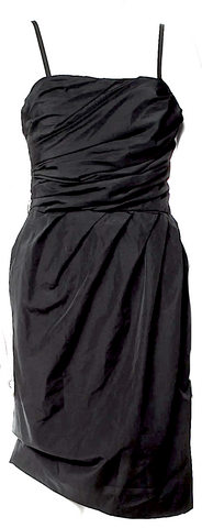 LA GARÇONNE MODERNE Black Cotton/Lycra Blend V-Neck Midi Length Dress