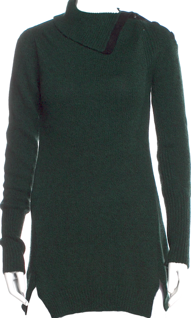 Alexander McQueen UK. McQ Green Wool Blend Cowl Neck Sweater