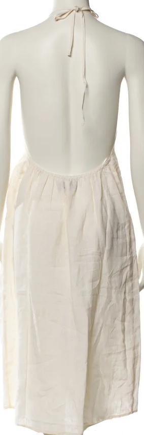 Nili Lotan NY. Cotton/Linen Halterneck Knee-Length Dress