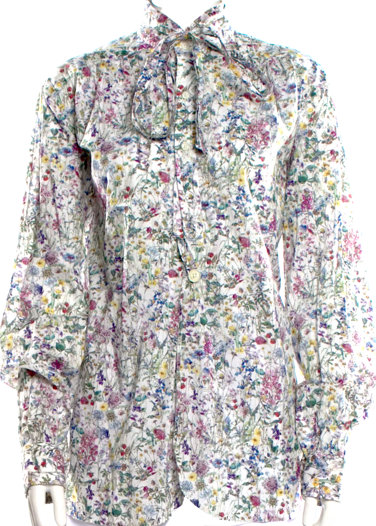 Needles Japan. Cotton Floral Print Mock Neck Blouse