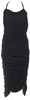 NORMA KAMALI NY. Black Ruched Halterneck Midi Length Dress