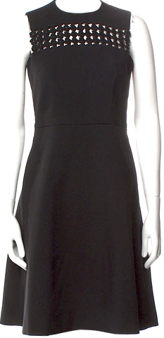 Azzedine Alaia Paris. Black coop Neck Midi Length Dress