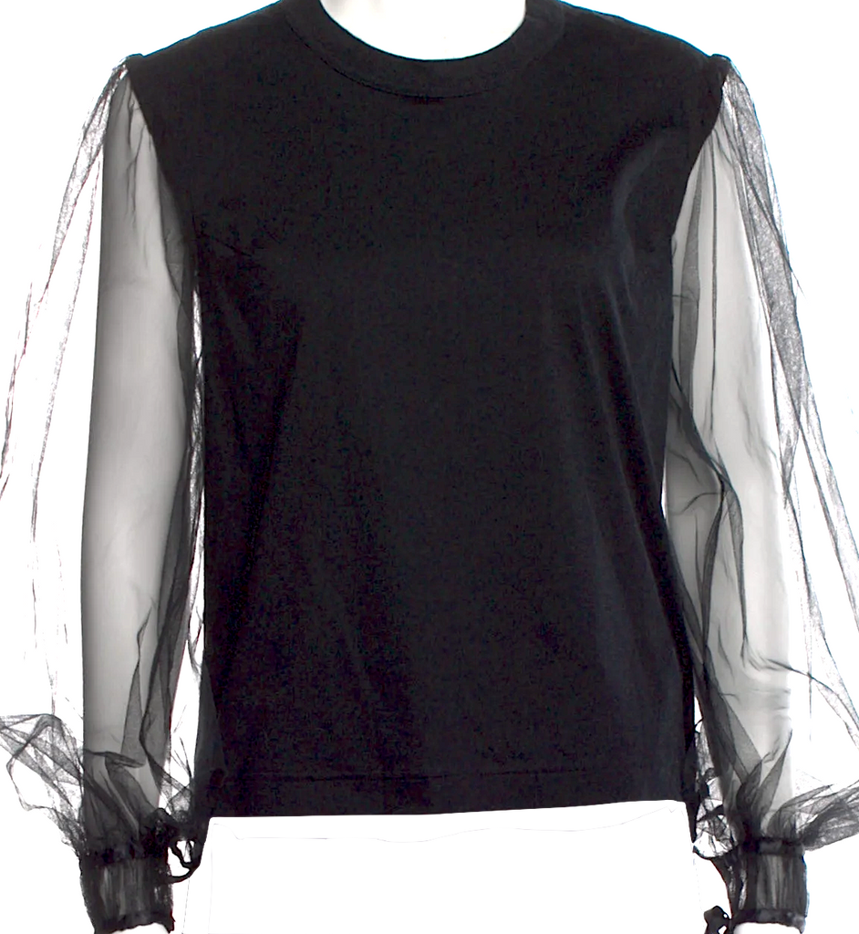 Comme des Garcons Japan noir kei ninomiya Black Crew Neck Semi Sheer Long Sleeve Top