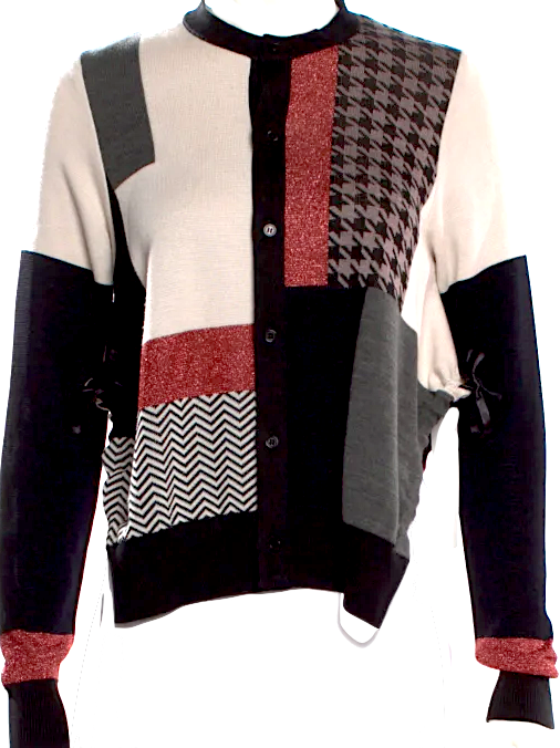 noir kei ninomiya (Comme des Garcons) Japan.   Colorblock Pattern Mock Neck Sweater