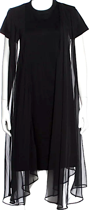noir kei ninomiya (Comme des Garcons) Japan. Black Cotton  Crew Neck Midi Length Dress