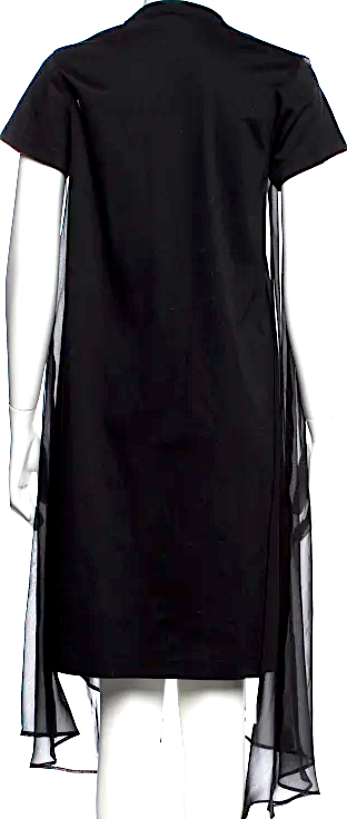noir kei ninomiya (Comme des Garcons) Japan. Black Cotton  Crew Neck Midi Length Dress