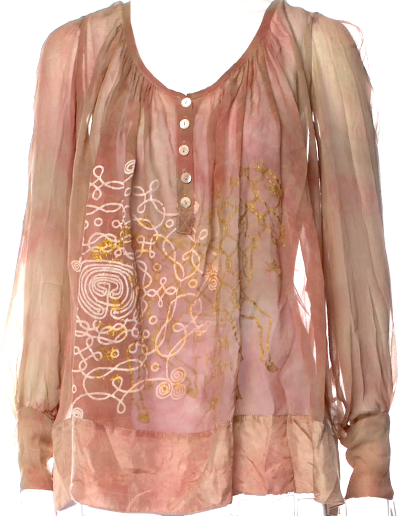 THE PEOPLE OF THE LABYRINTHS AMSTERDAM. Neutrals Silk Printed Blouse
