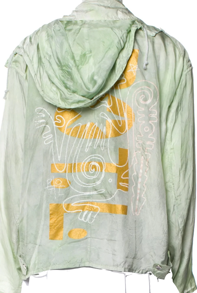 The People Of The Labyrinths Amsterdam Light Green Wash Silk Jacket