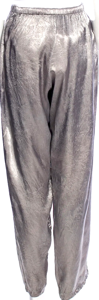 People Of The Labyrinths Amsterdam Silver Viscose Printed Art to Wear Wide Leg Pants