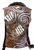 People Of The Labyrinths Amsterdam. Dark Brown Handpainted Open Front Faux Fur / Leather Vest Art To Wear Back Side