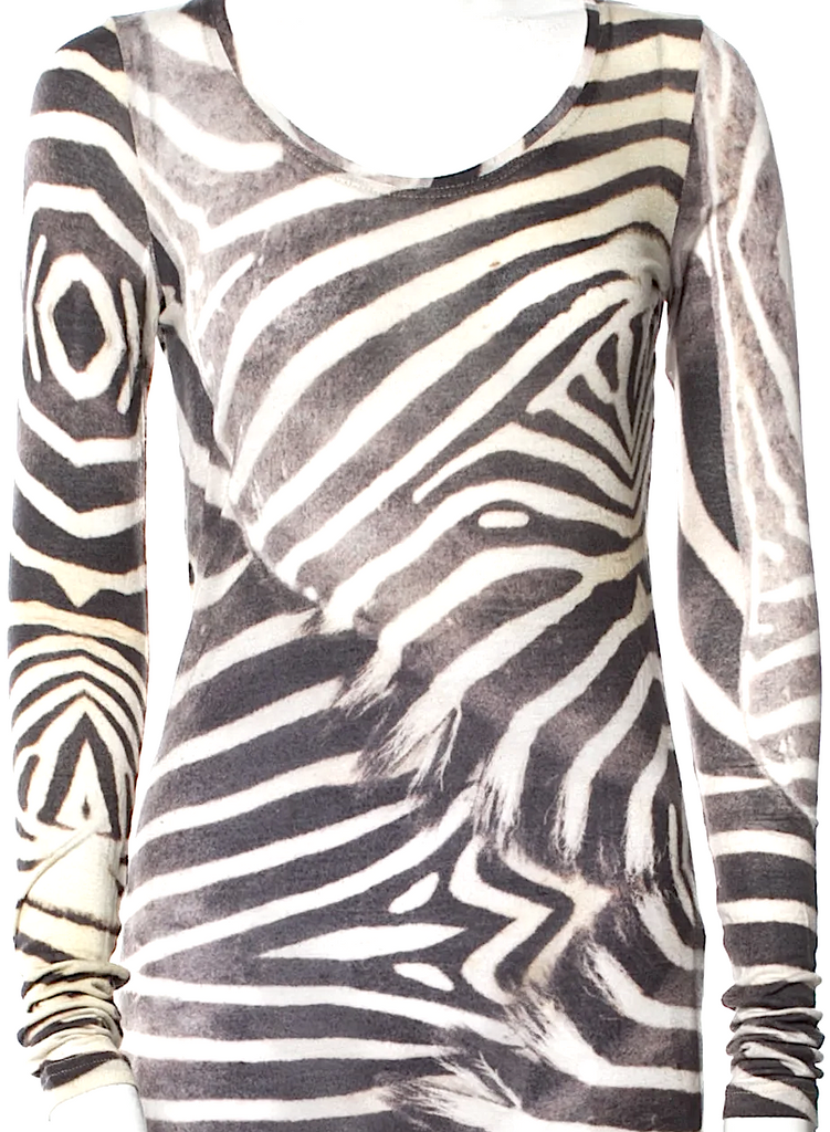 The People Of The Labyrinths Amsterdam. Zebra Abstract Animal Print Scoop Neck Top