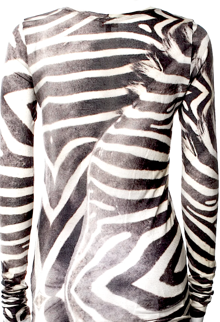 The People Of The Labyrinths Amsterdam. Zebra Abstract Animal Print Scoop Neck Top