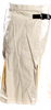 Toga Pulla Archives Japan. Neutrals Cotton/Leather Strap Raw-Edge Trim Midi Length Skirt