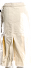 Toga Pulla Archives Japan. Neutrals Cotton/Leather Strap Raw-Edge Trim Midi Length Skirt