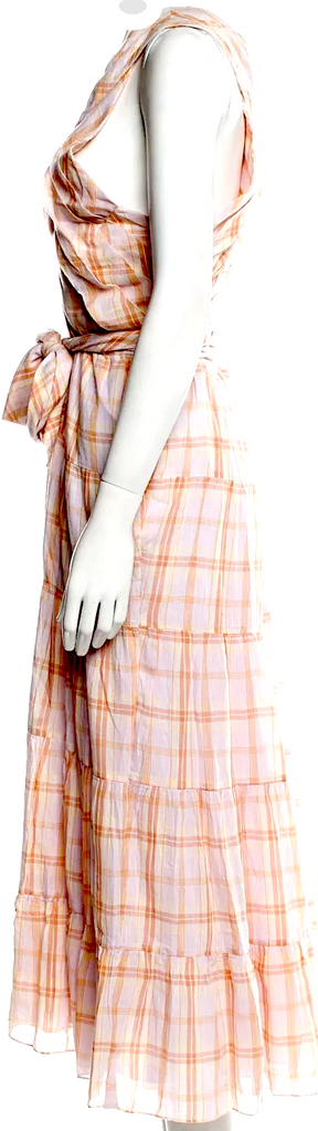Ulla Johnson Cotton Plaid Print Long Dress