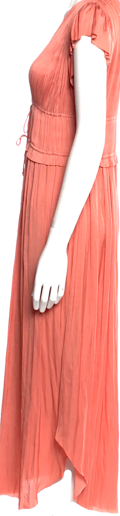 Ulla Johnson NY. Salmon Color PolyTech V-Neck Long Dress