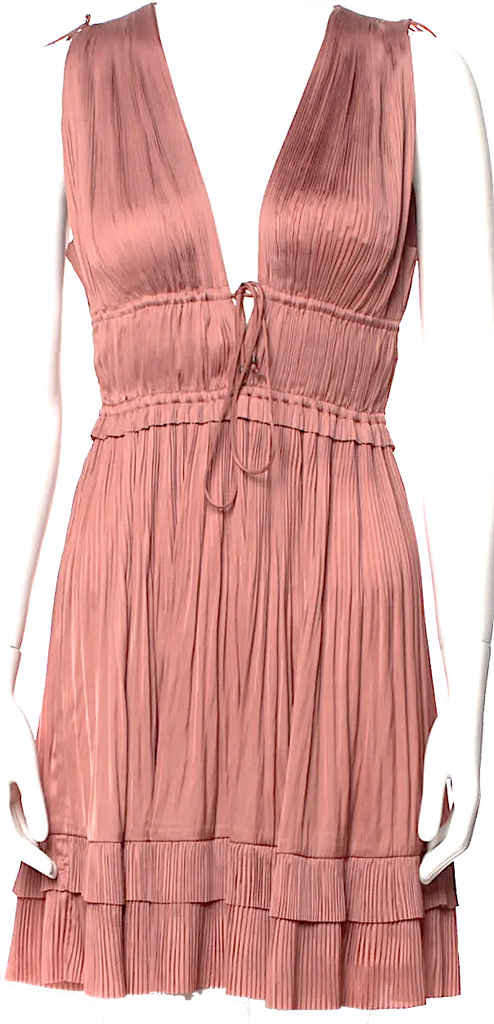 Ulla Johnson NEW W/TAGS Neutral Rose PolyTech V-Neck Mini Dress