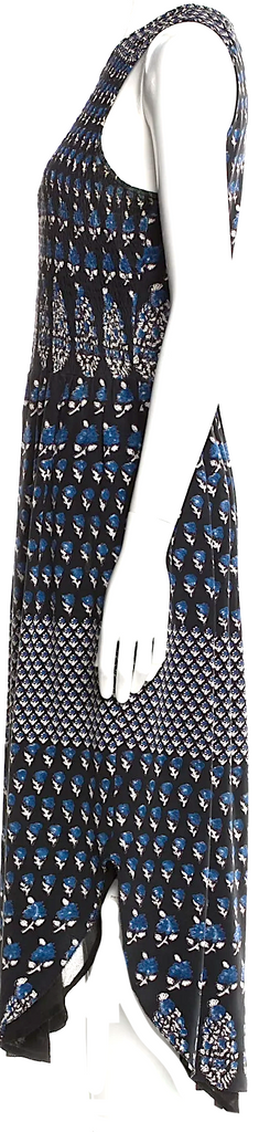 Ulla Johnson Black/Blue Printed Silk Long Dress