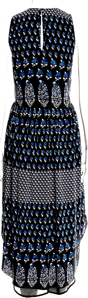 Ulla Johnson Black/Blue Printed Silk Long Dress
