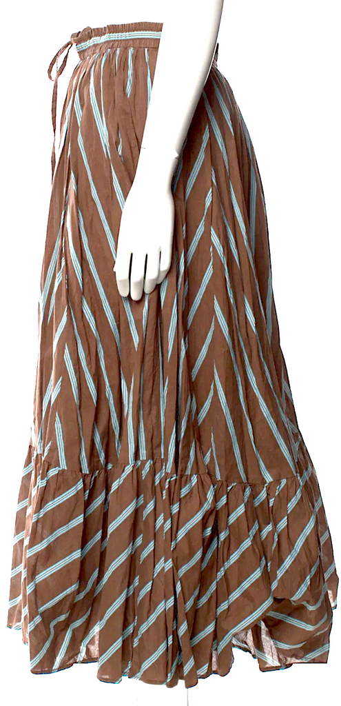 United Arrows Japan. Cotton Blend Striped Midi Length Skirt